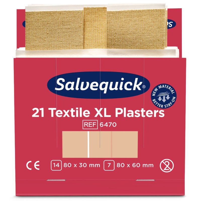 CEDERROTH hechtpleisters navulverpakking extra groot, textiel, 6×21 stuks